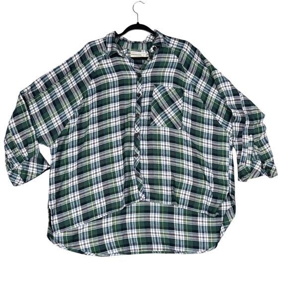 Urban Outfitters Green Oversized Plaid Flannel Shirt S - Picture 4 of 8